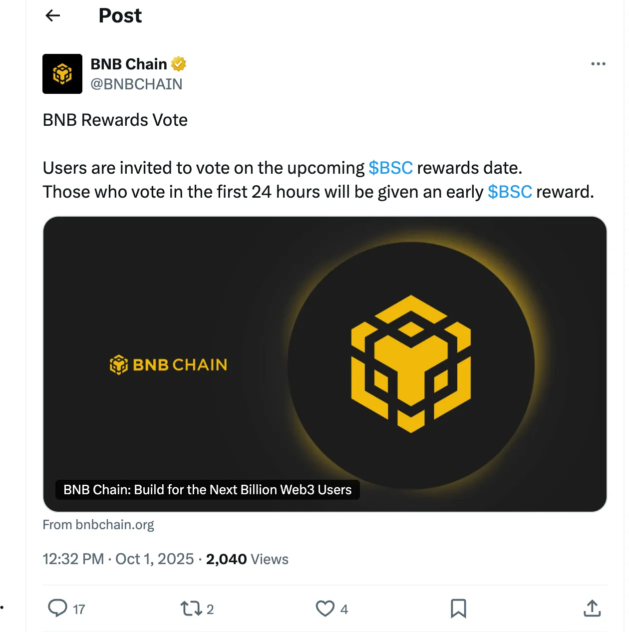 BNB Chain X Account ‘May Have Been Compromised,’ Says Binance Founder